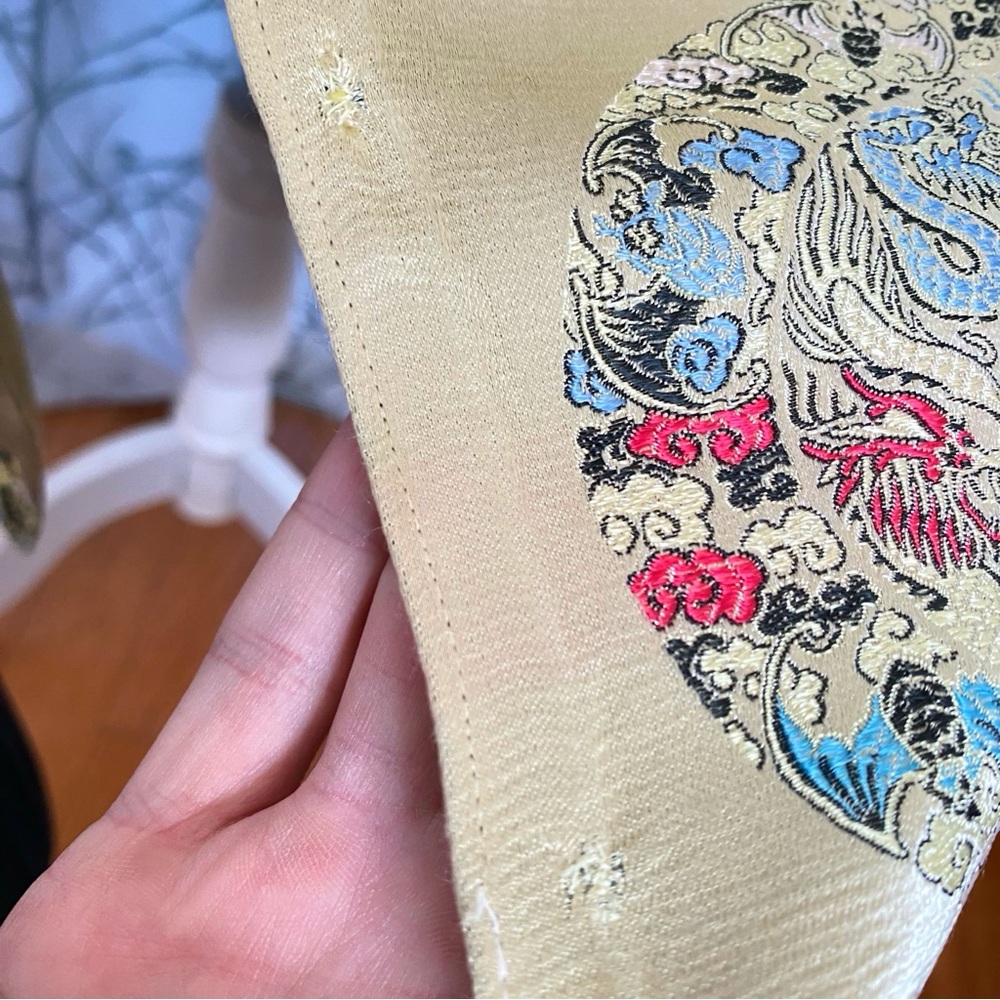 VINTAGE WINDSOR TAILOR GOLD CHINESE DRAGON PRINT BUTTON UP JACKET - Picture 11 of 15